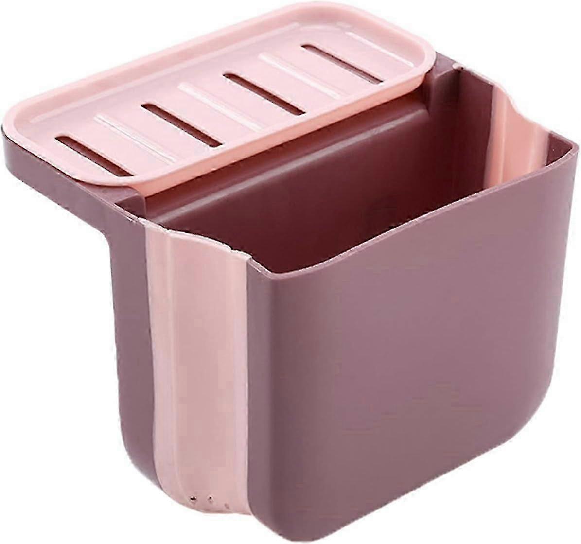 Double Hanging Adjustable PVC Sink Drain Basket for Kitchen Storage (Pink)