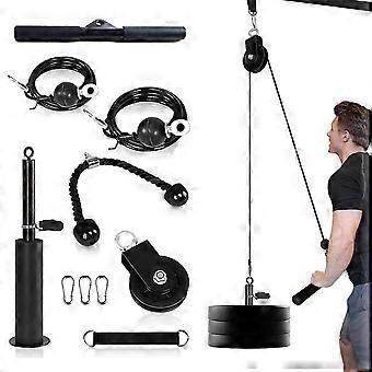 Durable Forearm Wrist Roller with Pulley for Arm, Lat, Bicep, and Tricep Workouts