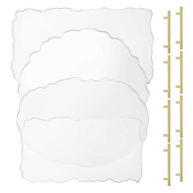 Resin Tray Irregular Casting Epoxy with Gold Handles for DIY Crafts