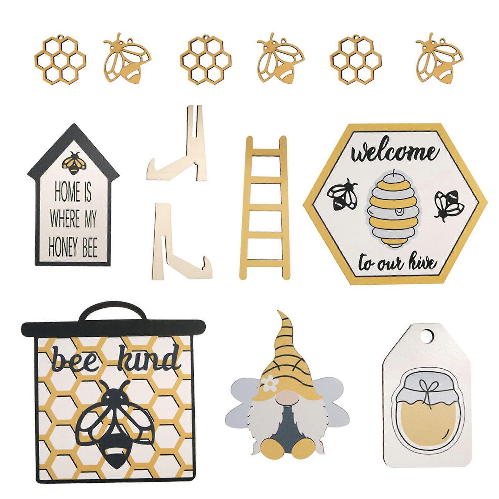 Easter Tiered Tray Decoration Wooden Table Signs Block Spring Party Wood Table Centerpieces For Easter Birthday Party