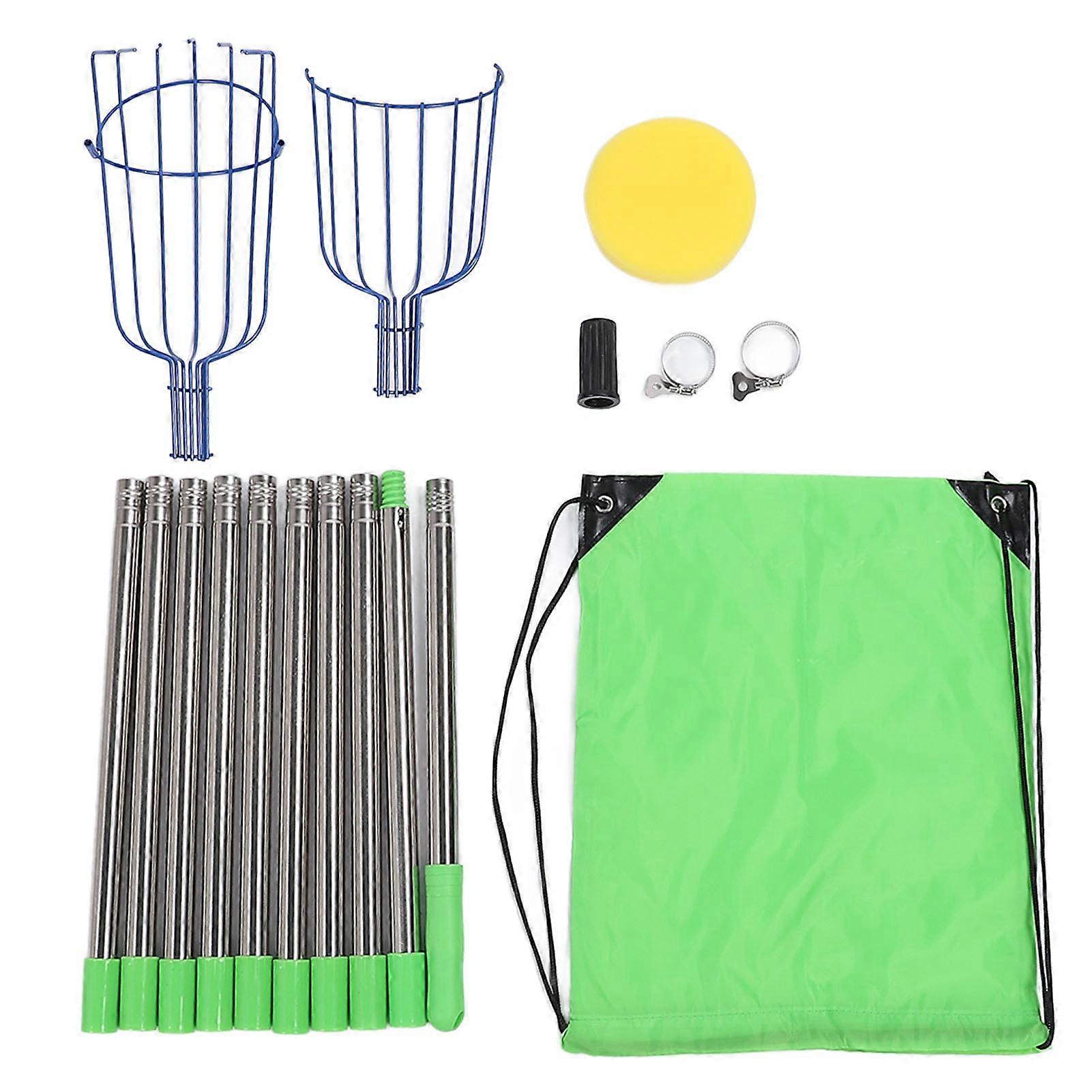 Stainless Steel Fruit Picking Tool with Basket Pole Easy to Assemble Fruit Catcher Tree Picker Adjustable Length