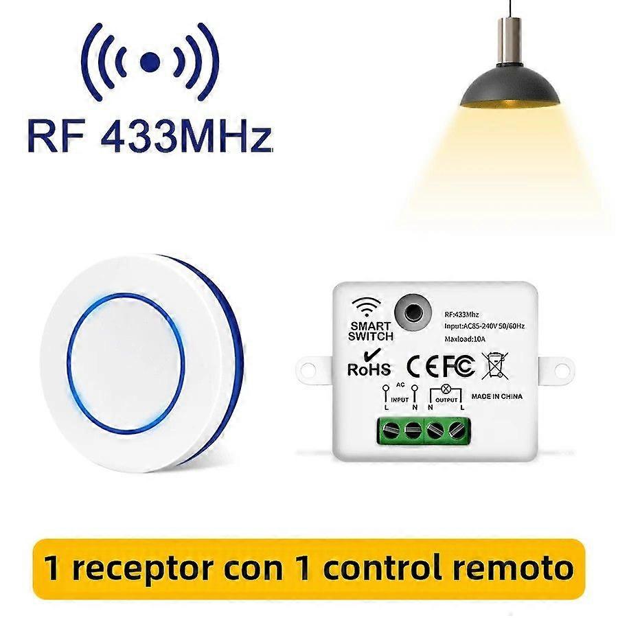 Wireless Light Switch 433MHz 10A Relay Breaker Remote Control Round Button Mini for Home LED Lamp Wall Switch