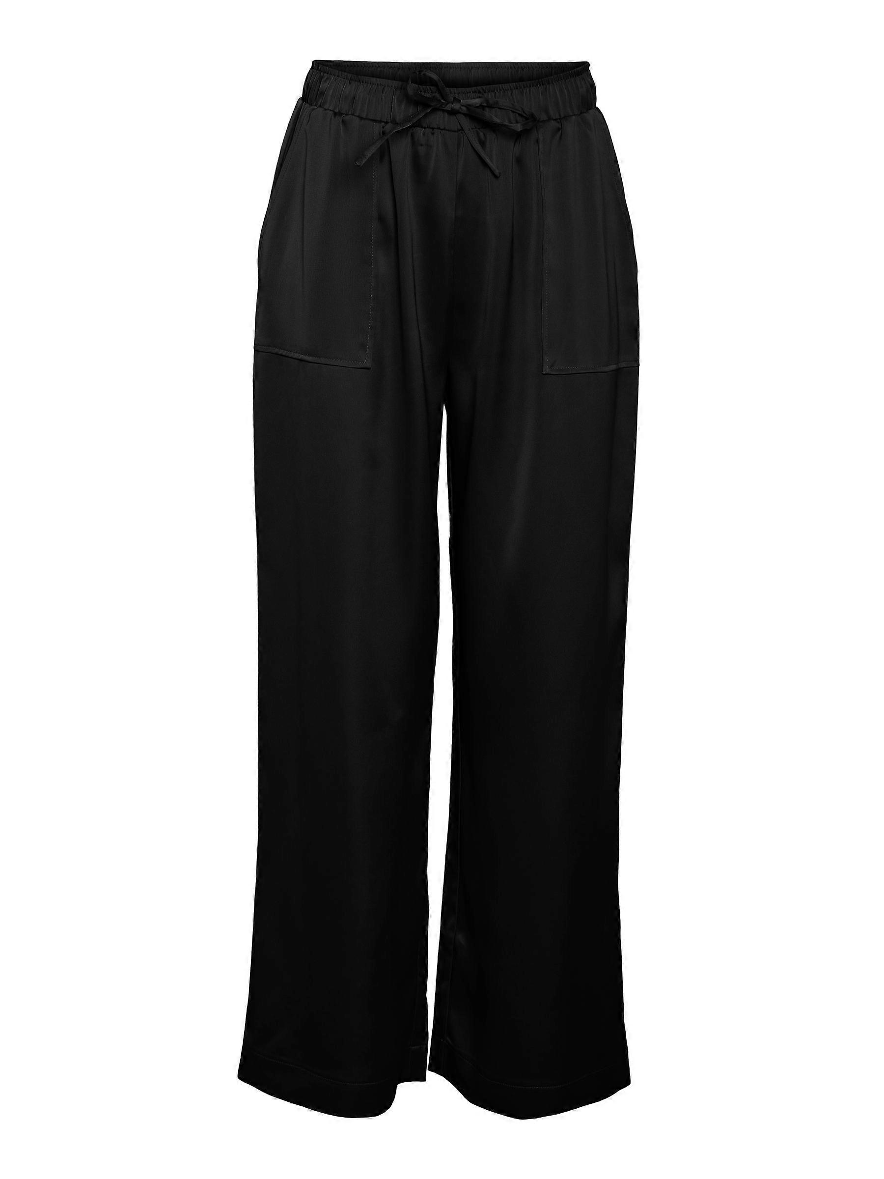 NOISY MAY Women's Palazzo Trousers with Drawstring and Side Pockets, Elegant