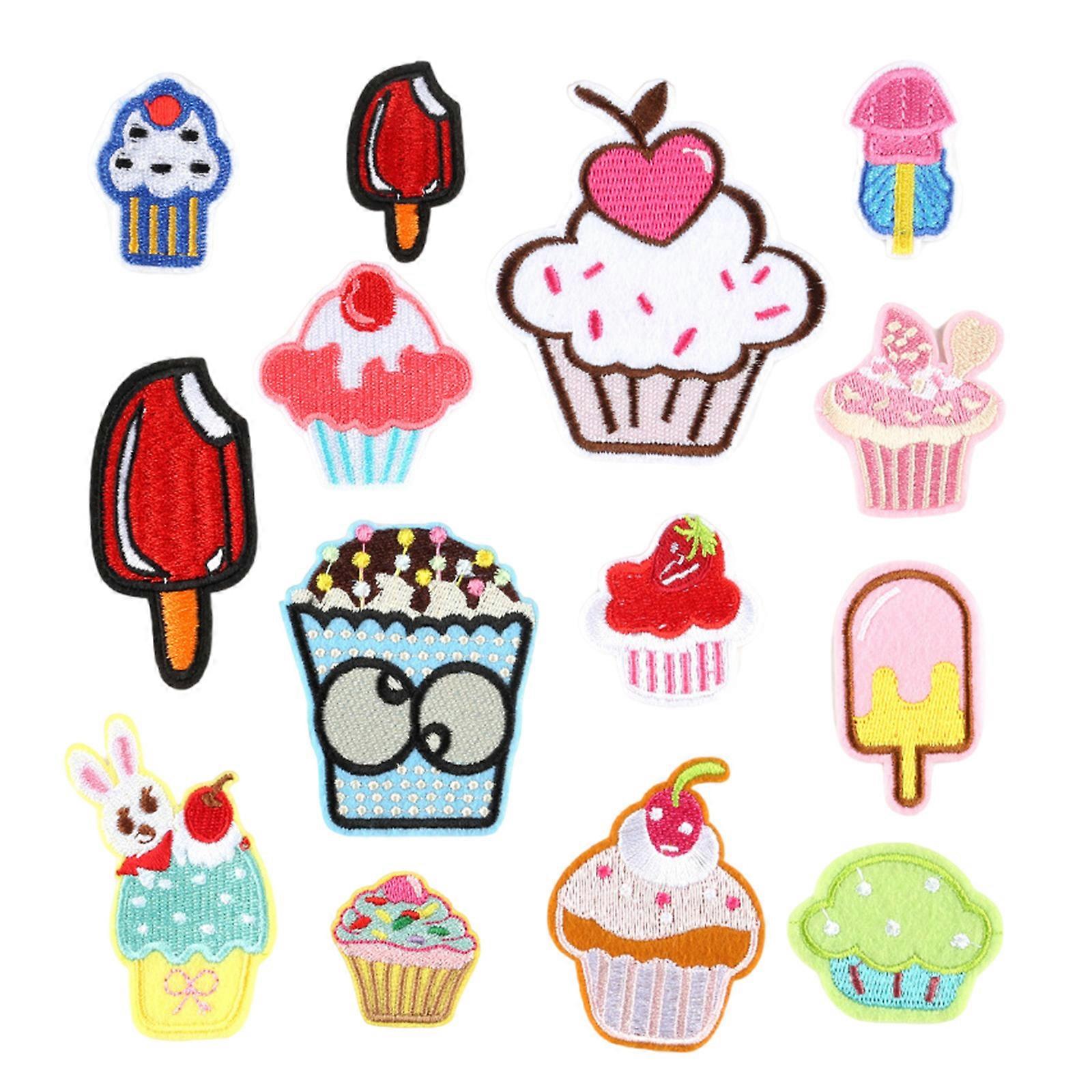 14 Pcs Embroidered Patches Cake Repair Patches Ice Cream Iron On Patches Applique Patches Sew On Patches for Clothes Bag