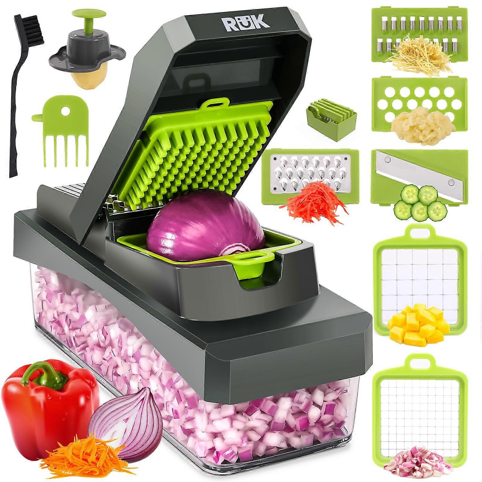 Vegetable Chopper For Salad Preparation And Cheese Slicing, Manual Kitchen Tool, 2-Cup Capacity, Compact