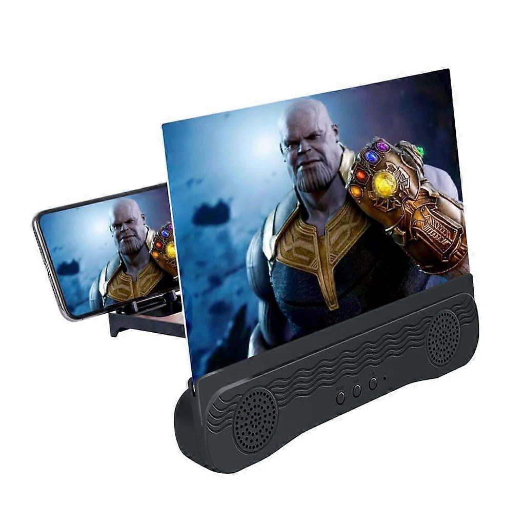 Magnifier for Smartphones 12 Inch, High-Definition Bluetooth Speaker Screen Amplifier, Dual Speaker Mobile Phone Amplification, Black