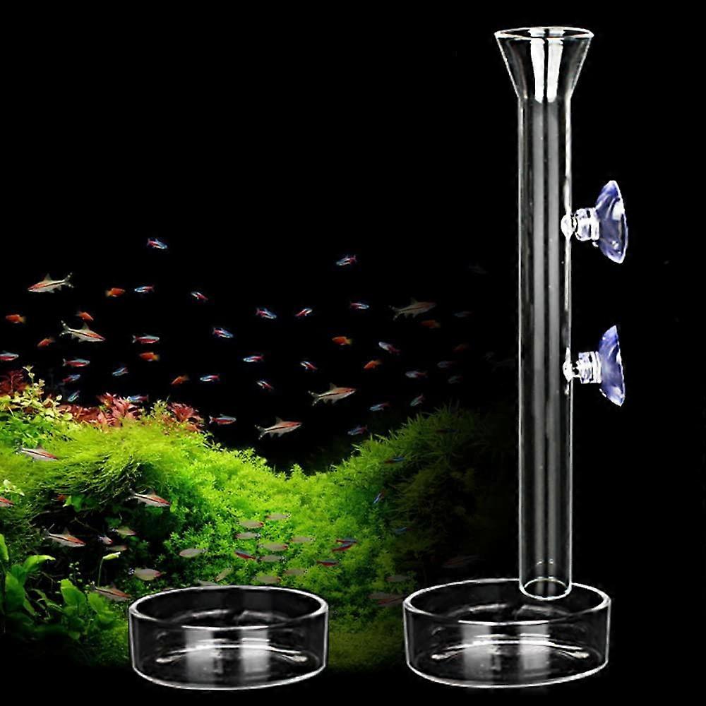 Shrimp feeding pipe and container, 2 cups of transparent crystal glass fish tank shrimp feeding pipe tray