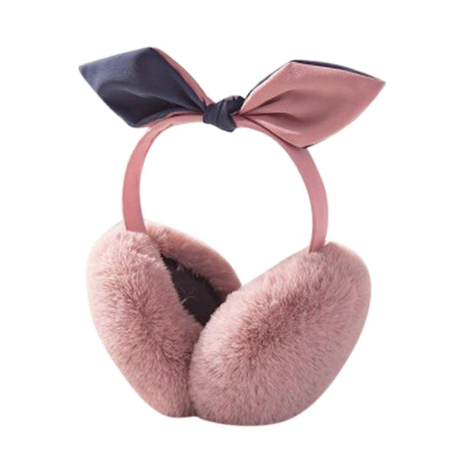 Simulated silk rabbit ears pink winter warm earmuffs cute earmuffs winter earmuffs plush earmuffs antifreeze folding earmuffs