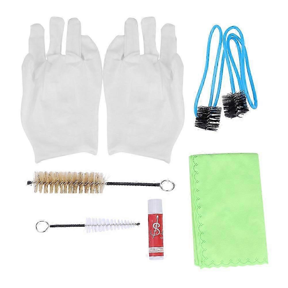 Trumpet Trombone Tuba Horn Cleaning Set Kit Tool with Cleaning Cloth Brush Gloves