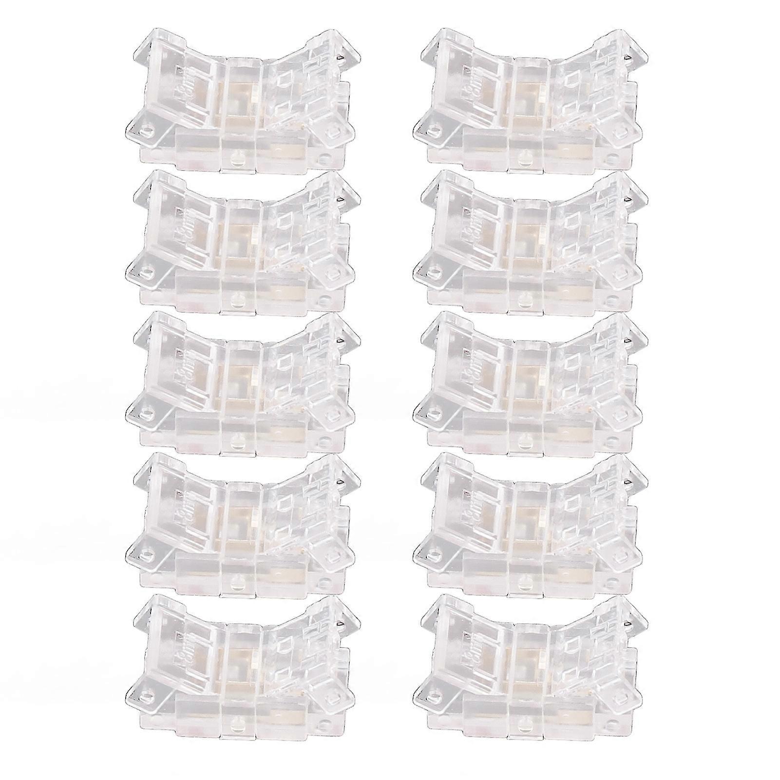 10Pcs COB LED Strip to Wire Connector 2Pin 8mm Transparent Solderless LED Strip Connector for Home Office School 