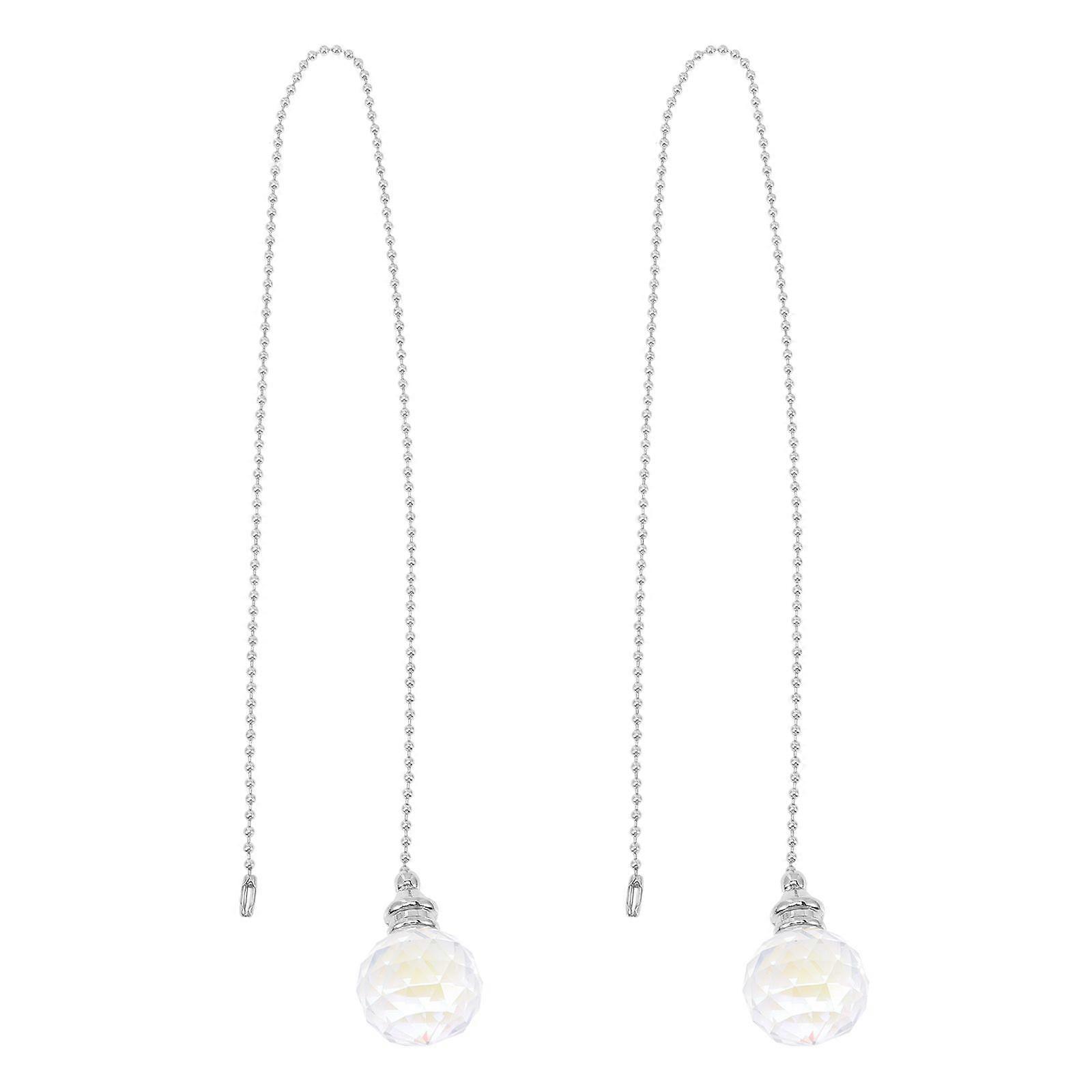 2Pcs Decorative Clear Crystal Pull Chain Extension for Ceiling Light Hanging Fan