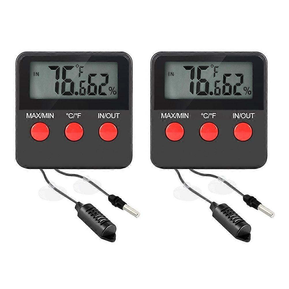 2 Sets of Reptile Box Digital Hygrometer Terrarium Electronic Thermometer for Indoor