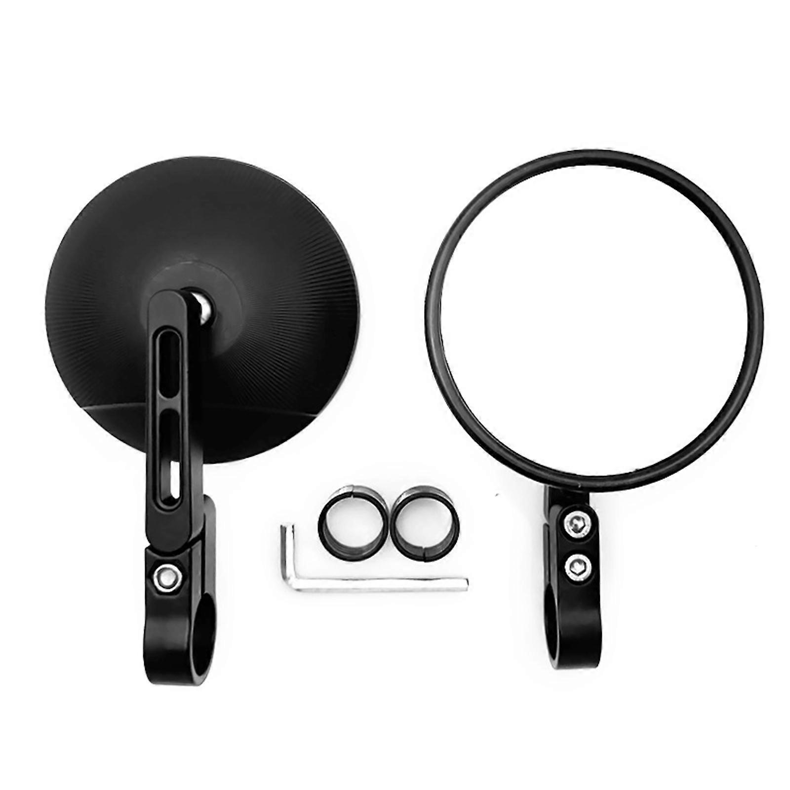 2Pcs Motorcycle Rearview Glass 360 Degree Rotating Round Handlebar End Glass Rear View Glass Back Glass
