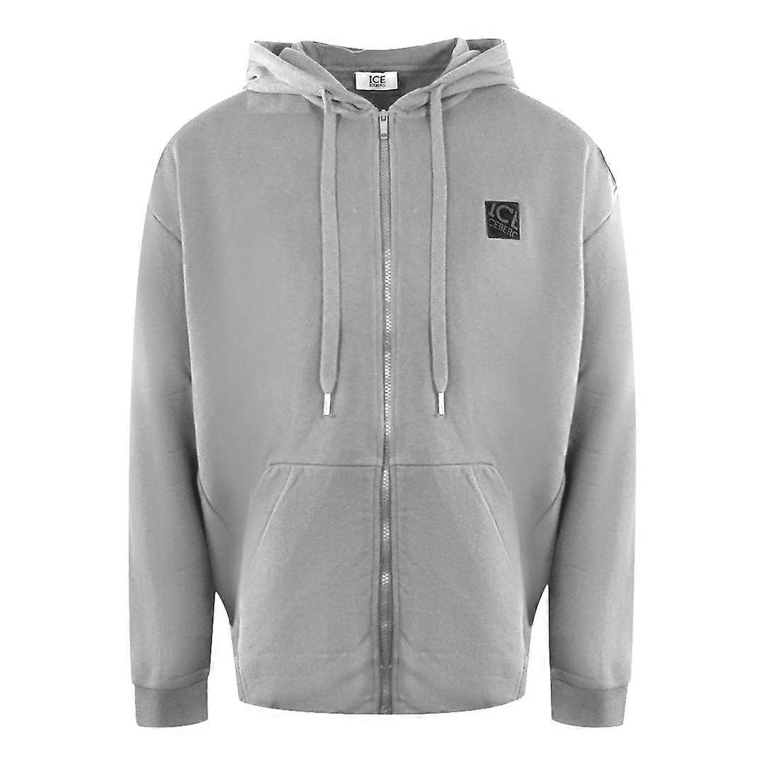 Ice Iceberg Small Block Logo Grey Zip-Up Hoodie