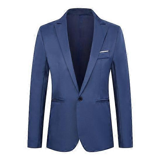 Men Suit Coat Slim Fit Solid Color Business Blazer Single Button Suit Coat with Pockets for