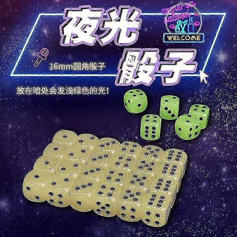 10pcs Luminous Dice Set, Glow In The Dark Dice 14mm/0.5inch Round Corner Dice Noctilucent Dice Luminous Game Dice Rounded Black Dot Dice Bar Supplies