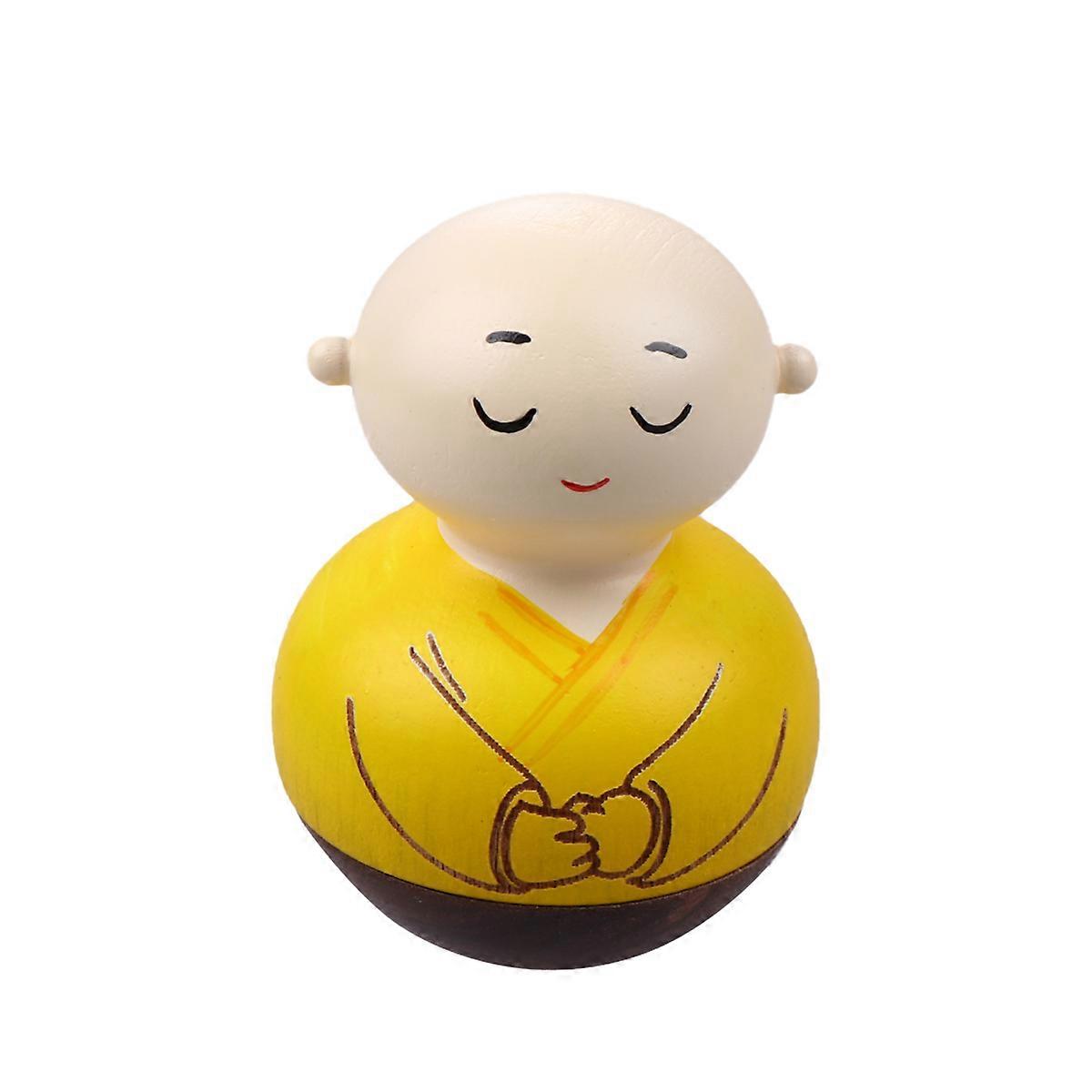 Wooden Monk Figurine, A Charming Addition to Any Desk