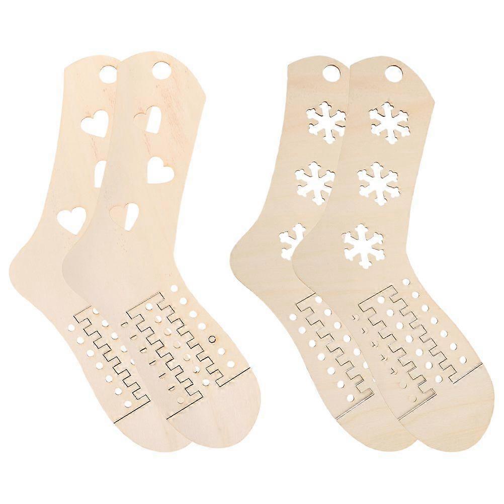 4pcs Wood Sock Blockers DIY Adjustable Size Sock Stretchers for Knitting Crochet Stocking Display Models Wood Sock Knitting Tools