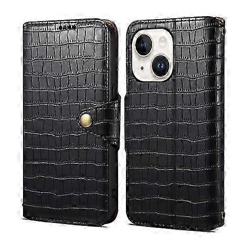 15 Denior Crocodile Texture Oil Edge Läder telefonfodral för mobil