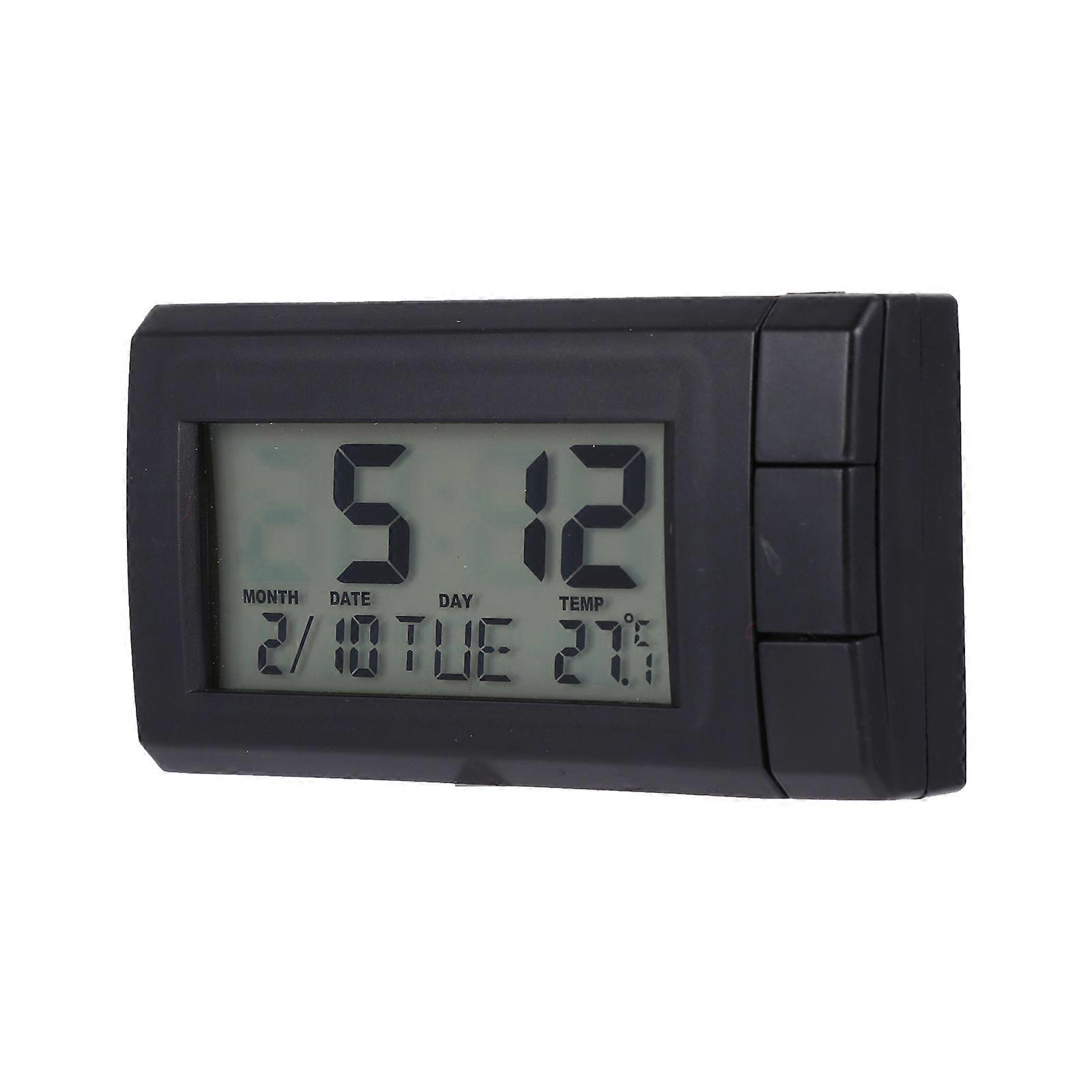 High Precision Thermometer Car Dashboard Clock For Vehicle Owners 7.20X4.00X1.60CM Black Temperature Detection 1Pcs