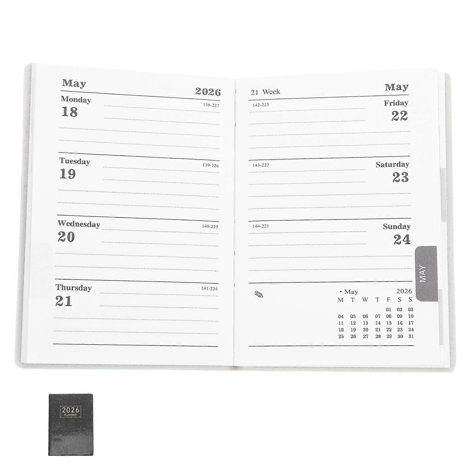 Week To View Calendar English Planner For Purse Scheduling Note-taking 1Pack