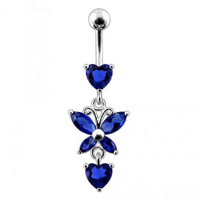 Fancy Flower Silber baumelnder Bauchring mit gebogenem Stab