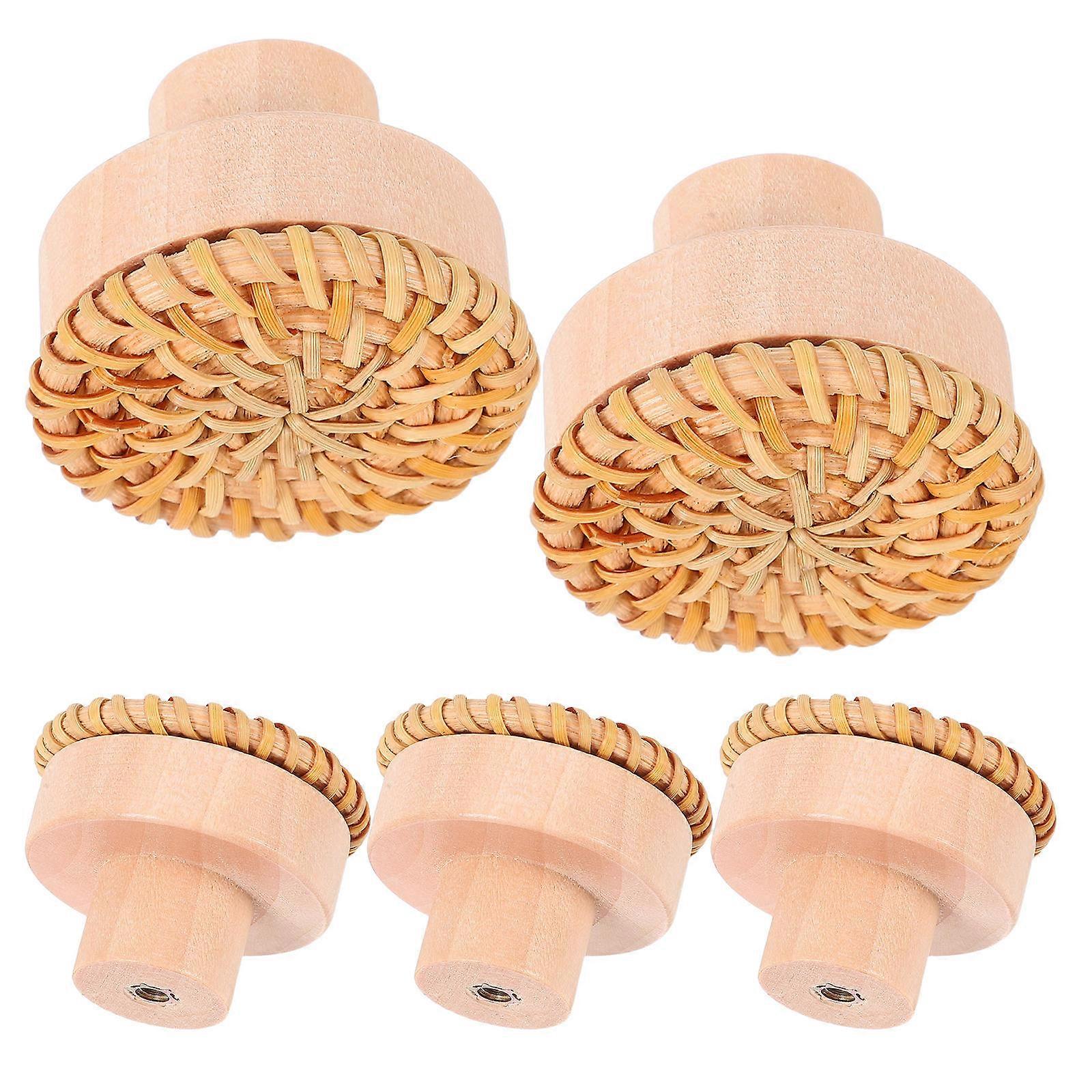 a polished and engaging product description for your **5pcs Rustic Rattan Woven Round Wall Coat Hooks – Boho Style Storage for Room**:

 

🌿 **5