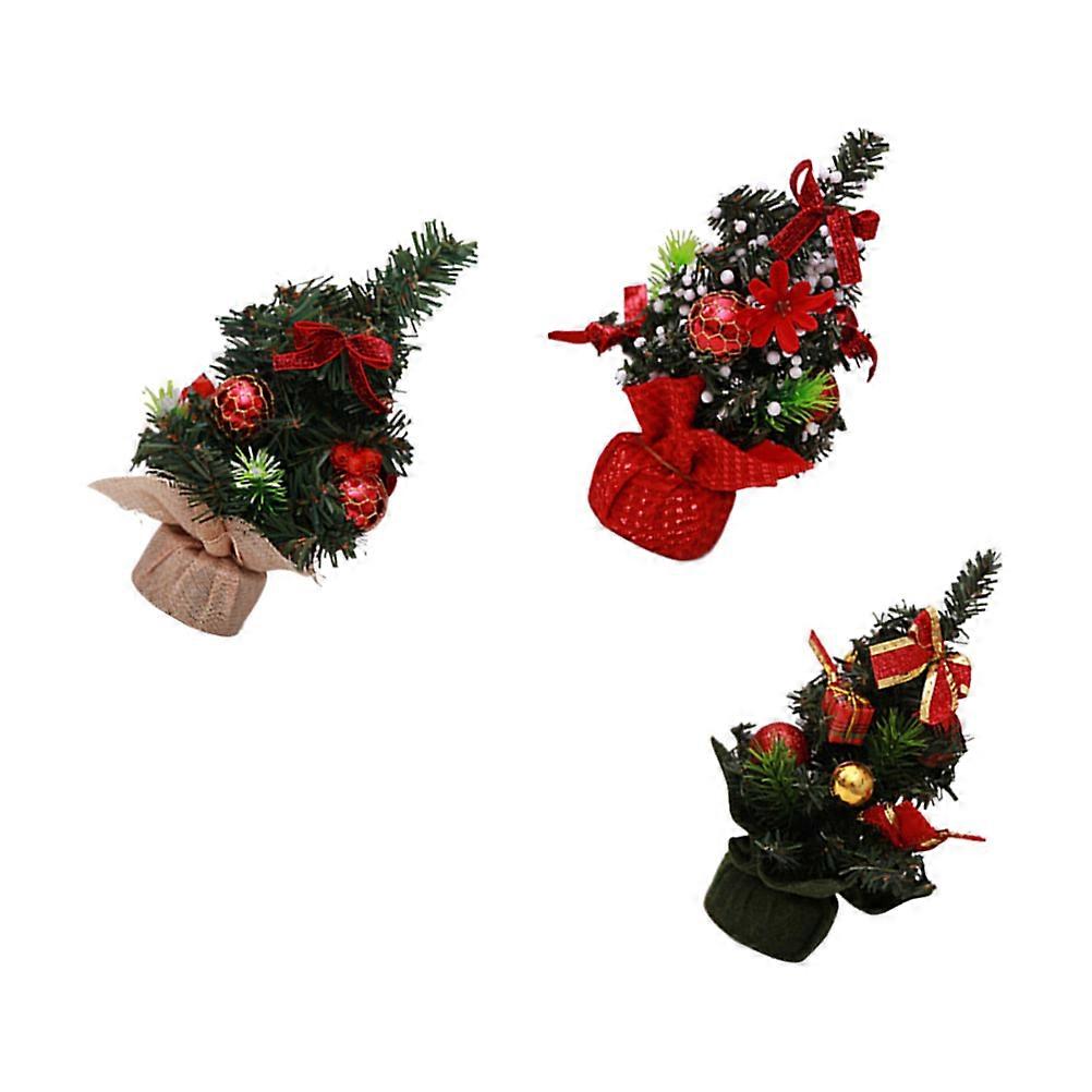 Small Decorative Trees Tabletop Christmas Trees Christmas Home Party Desktop Ornaments 3Pcs