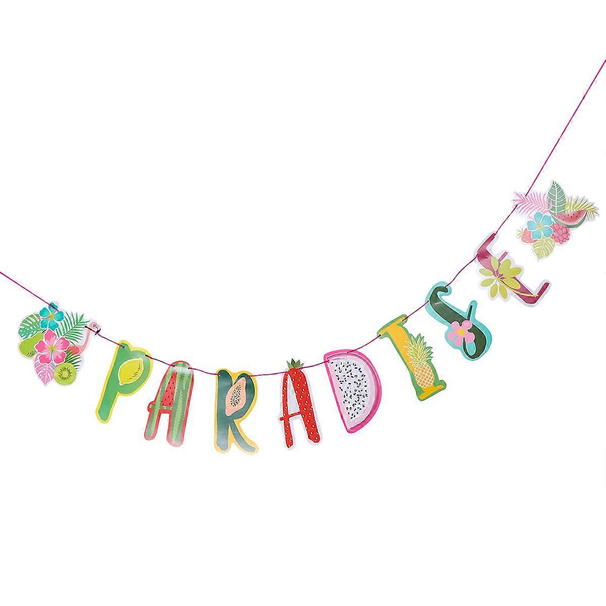 Hawaii Party Sign 2.5 Meters Tropical Paper Flag Beach Theme Decor 1 Set