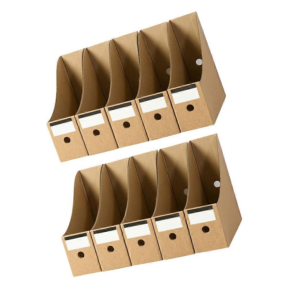 Storage Organizer Office Files Storage Holders Versatile File Boxes Multi-Functional Cases Khaki Rectangular Simple Design 10Pcs