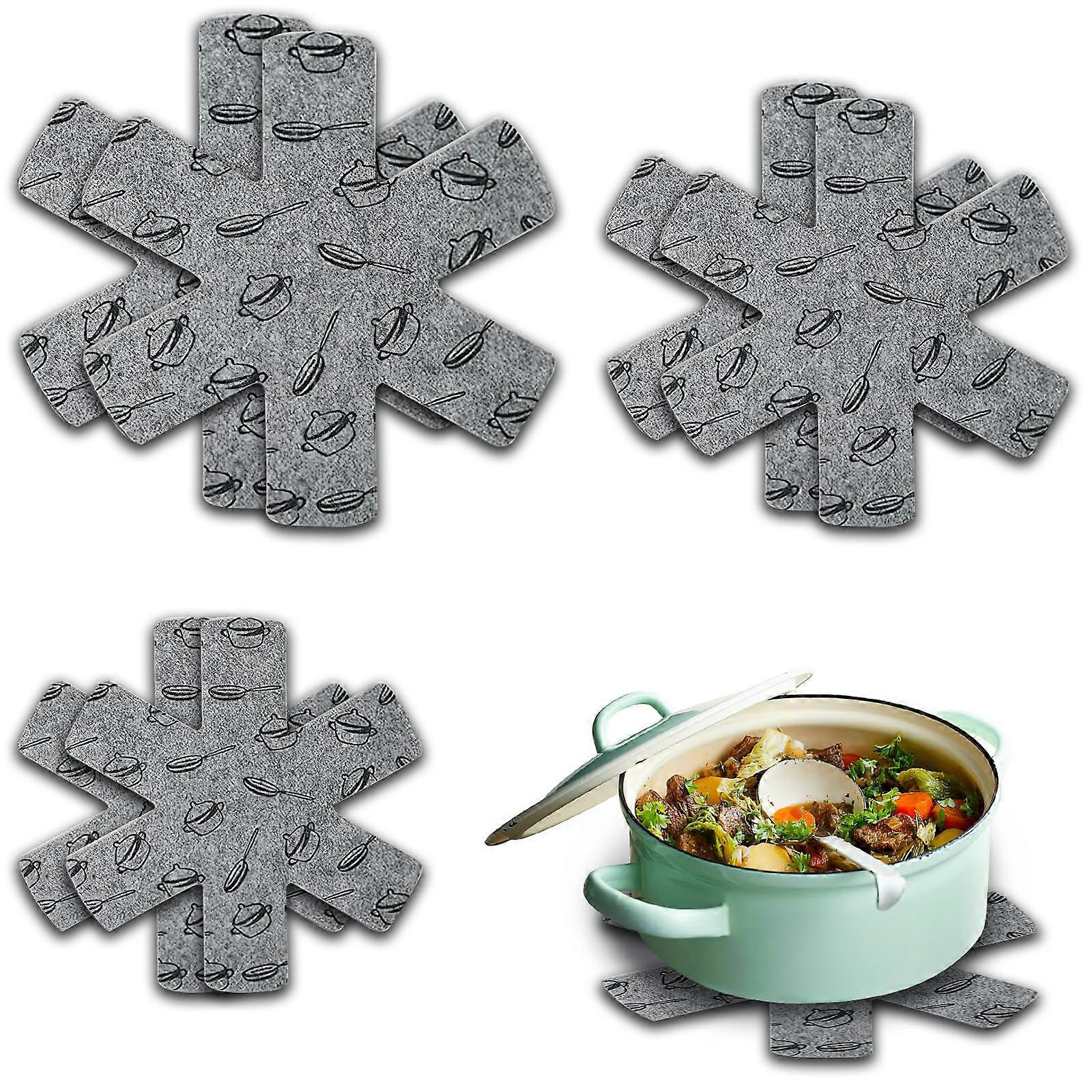 Felt Pan Protectors Set of 6 with 3 Sizes for Non Scratch Pot and Pan Stacking (38/35/26cm)