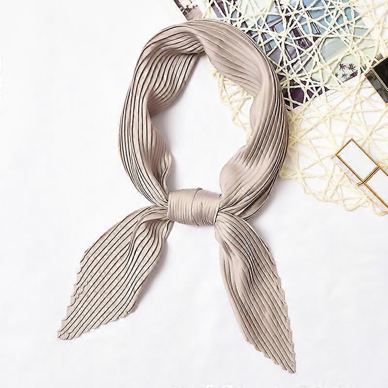 1PC Headscarf Decorative Satin Scarves Square Neckerchief Rhombic Shape Solid Color Elegant Hairband Pleated Print Silk Scarf