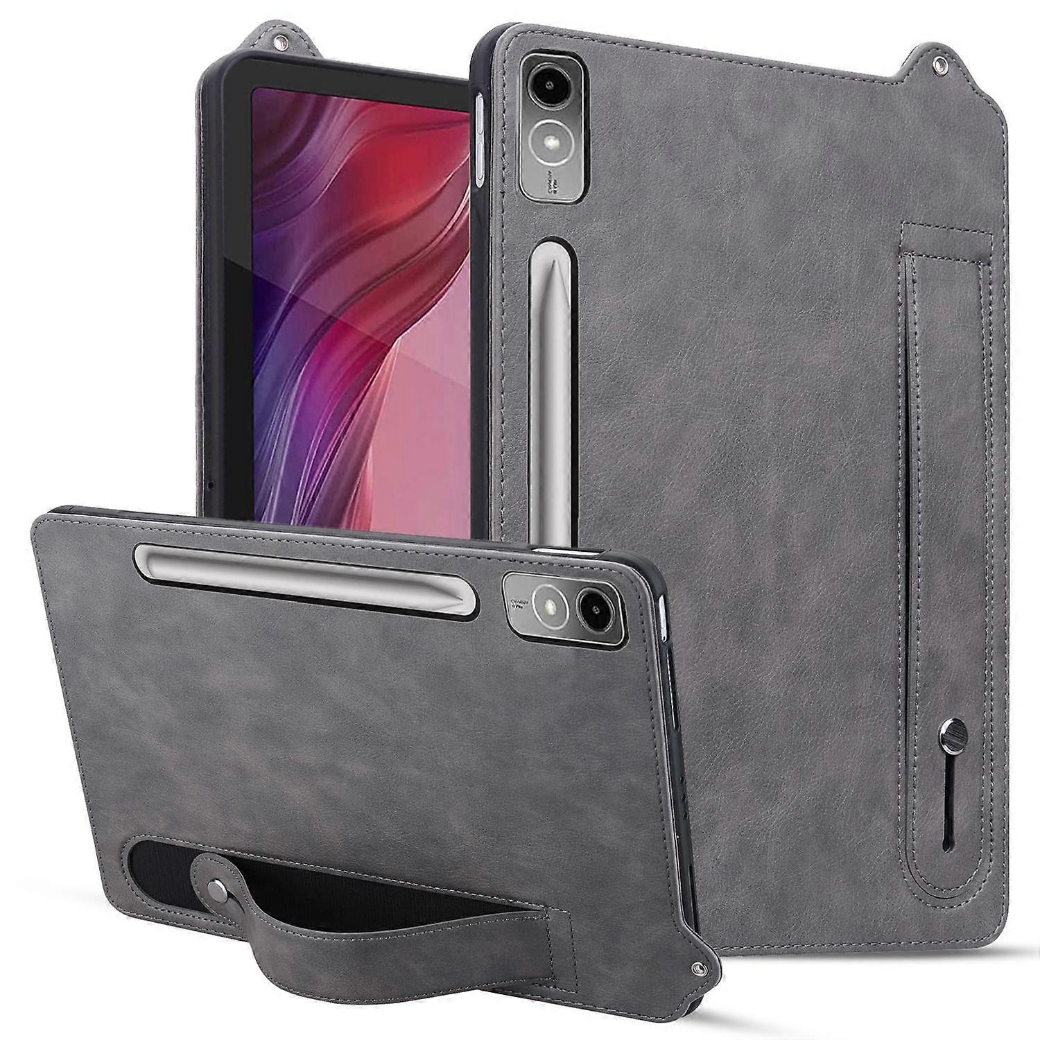 Capa de couro com suporte e alça de mão para Lenovo Tab P12