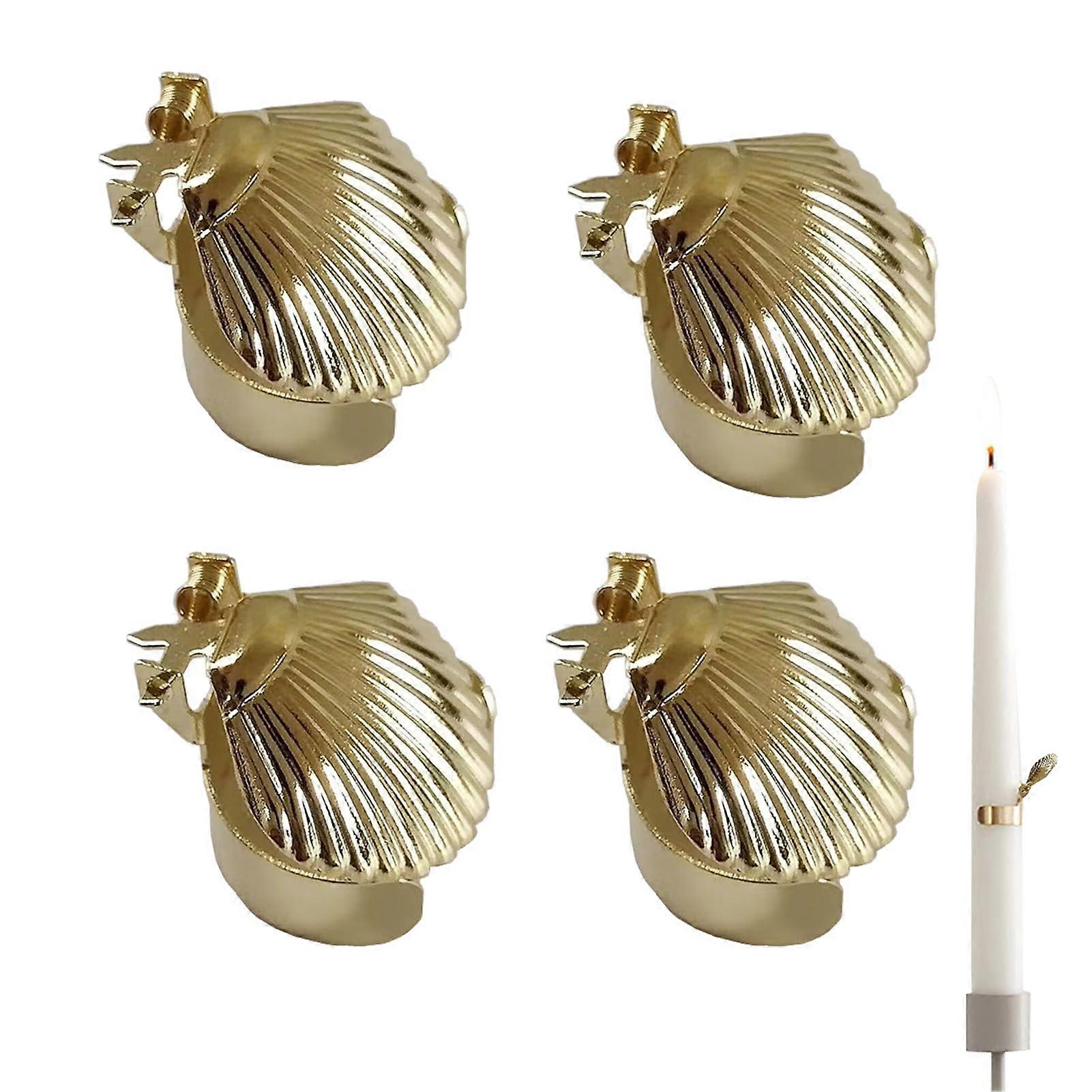 Candle Stopper Automatic Metal Extinguisher Candle Snuffer Accessories, Pack of 4 Golden Shell Shapes