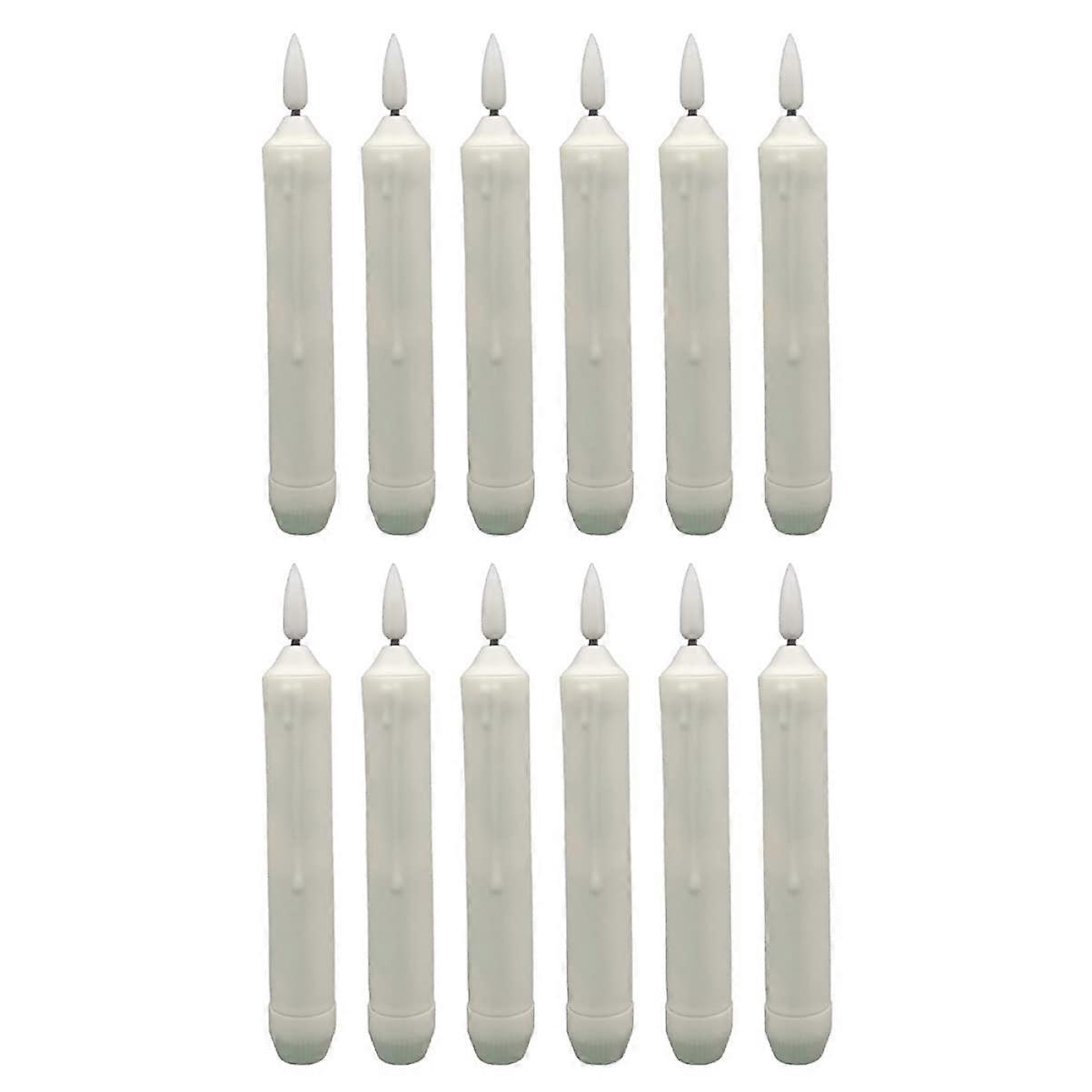 12 Pieces LED Flameless Taper Candles Warm White Decorative Lights for Weddings Christmas Parties Non-Battery Operated