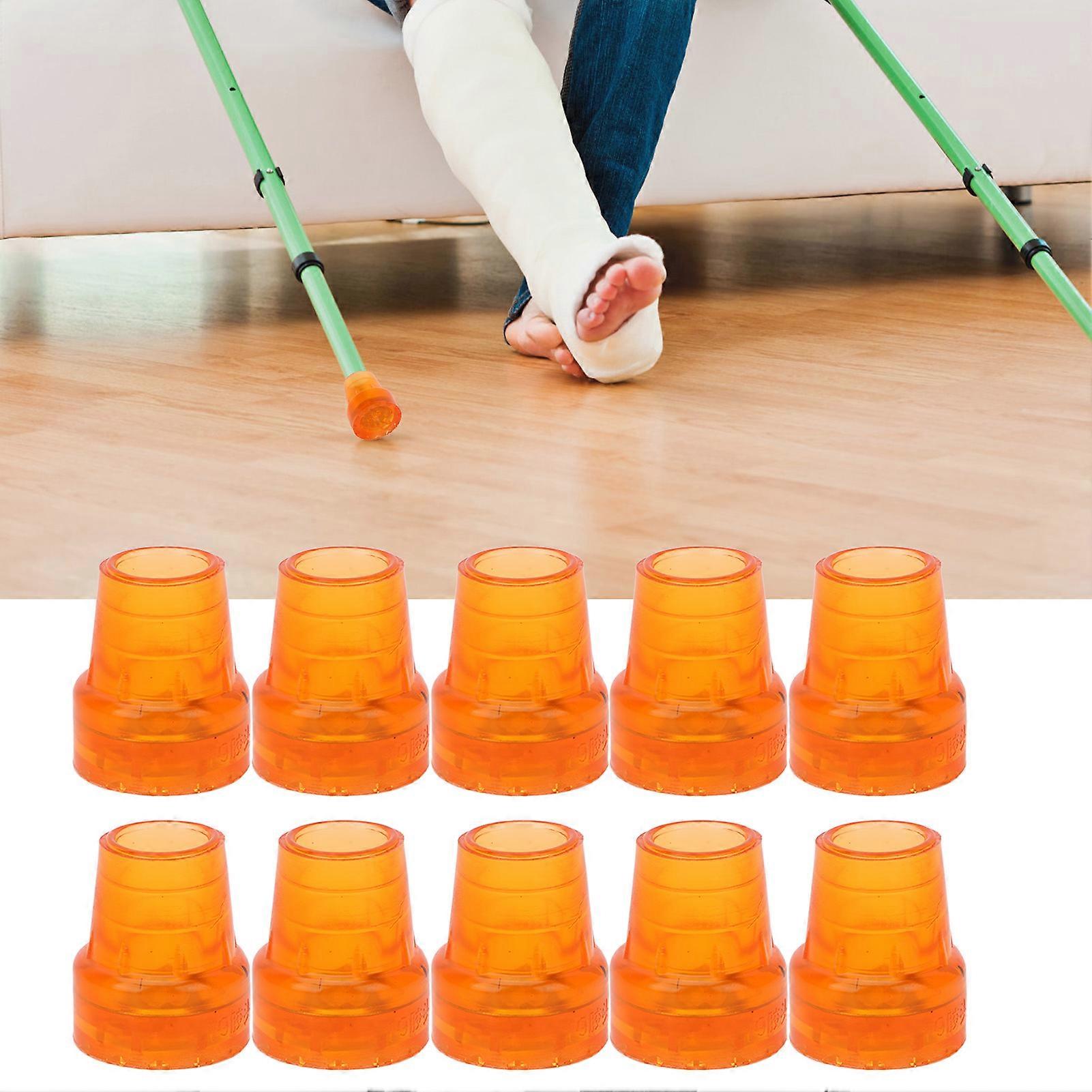 10pcs Crutch Tip Rubber 19mm Inner Diameter Slip Resistance Universal Heavy Duty Walking Cane Tip Orange