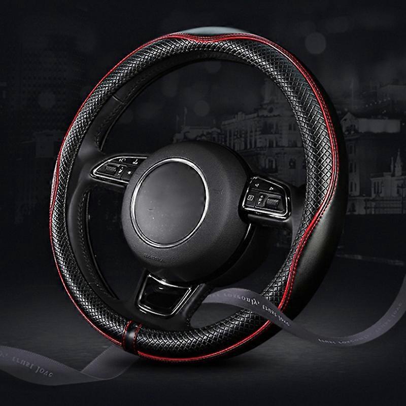 38cm Car Embossed Leather Steering Wheel Cover