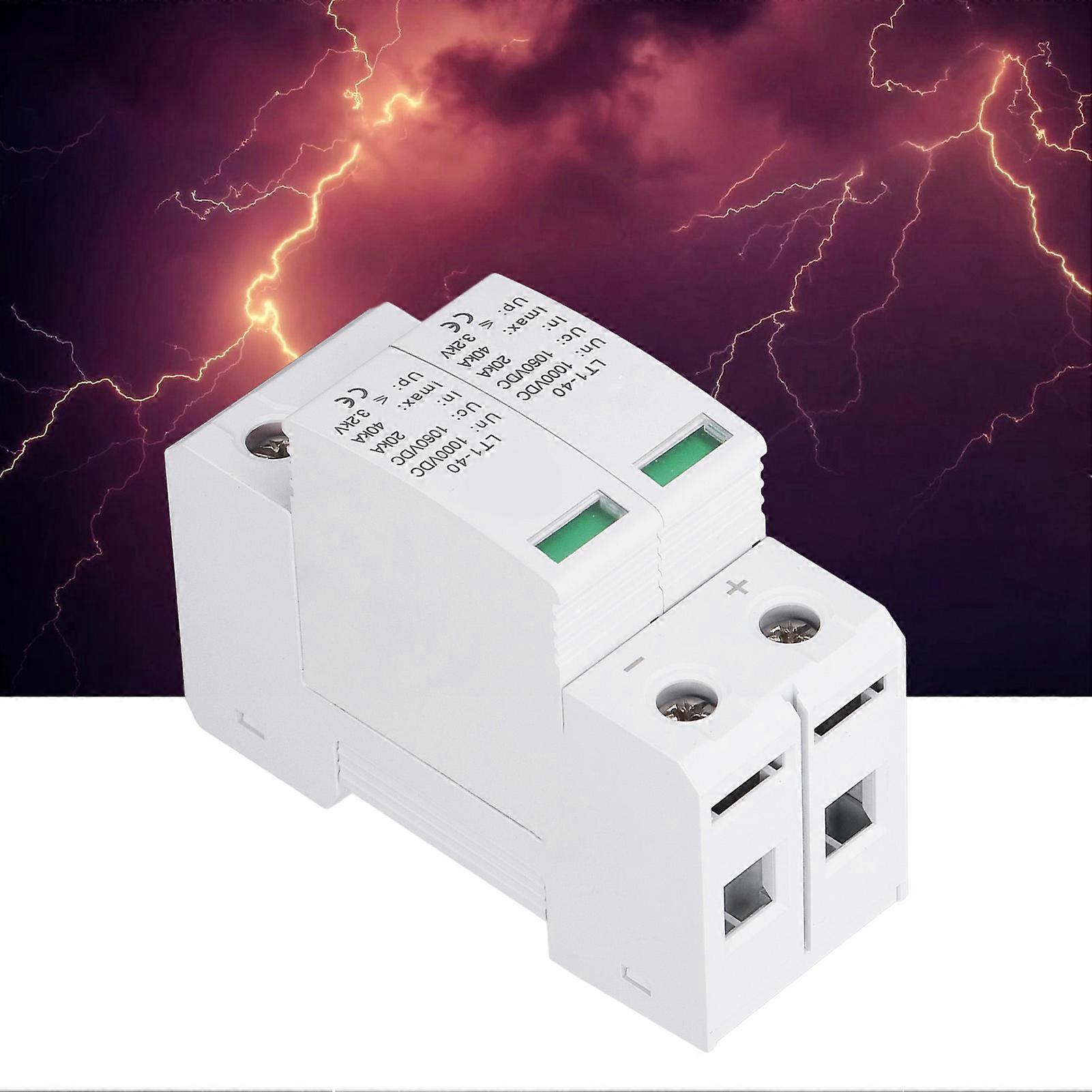 Surge Protective Device 2P Flame Retardant Modular Photovoltaic Surge Protector for Residence Office Building DC1000V