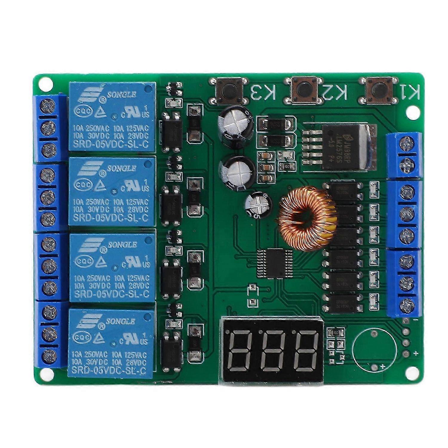 4 Way Relay Module Programmable Reversible Relay Control Module with Digital Display for Circuit