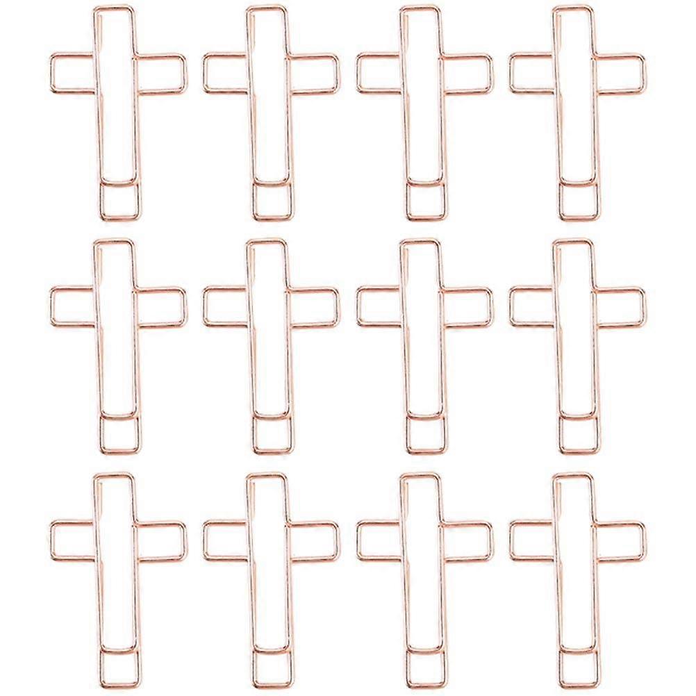 Golden Cross Shaped Paper Clips for Decoration and Organization with Synthetic Material 12 Pieces