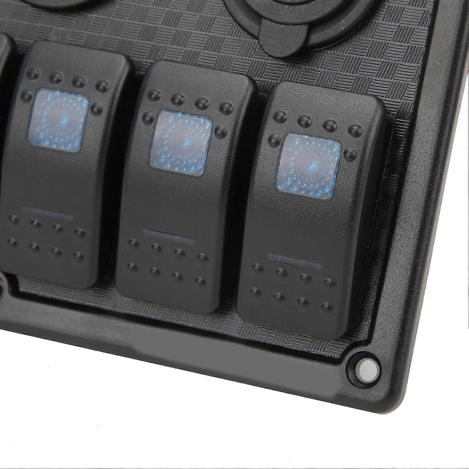 6 Gang Rocker Switch Panel OverVoltage Protection for Boat RV Marine Accessory DC12V/24V