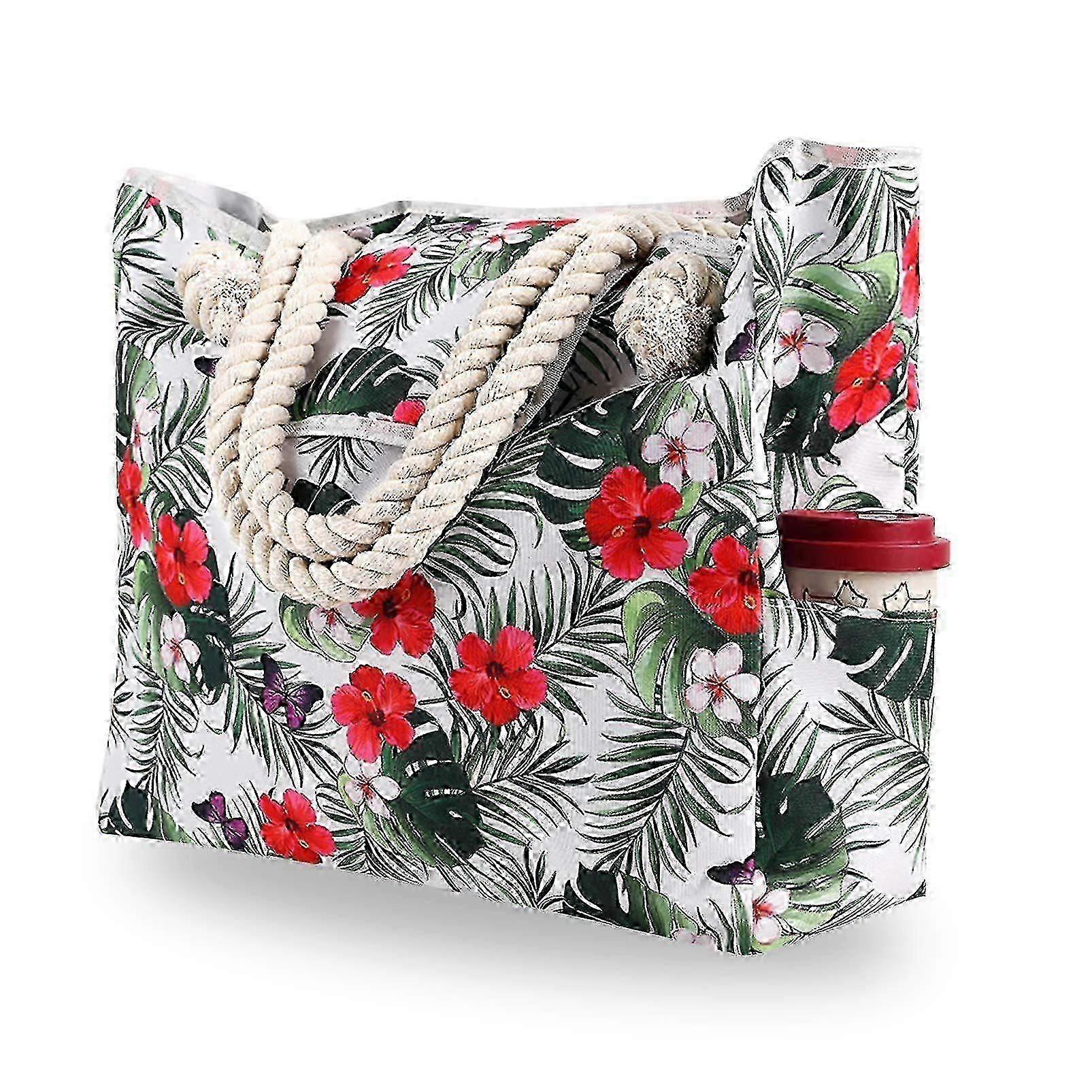 Beach Tote With Sandproof Lining And Inner Zipper