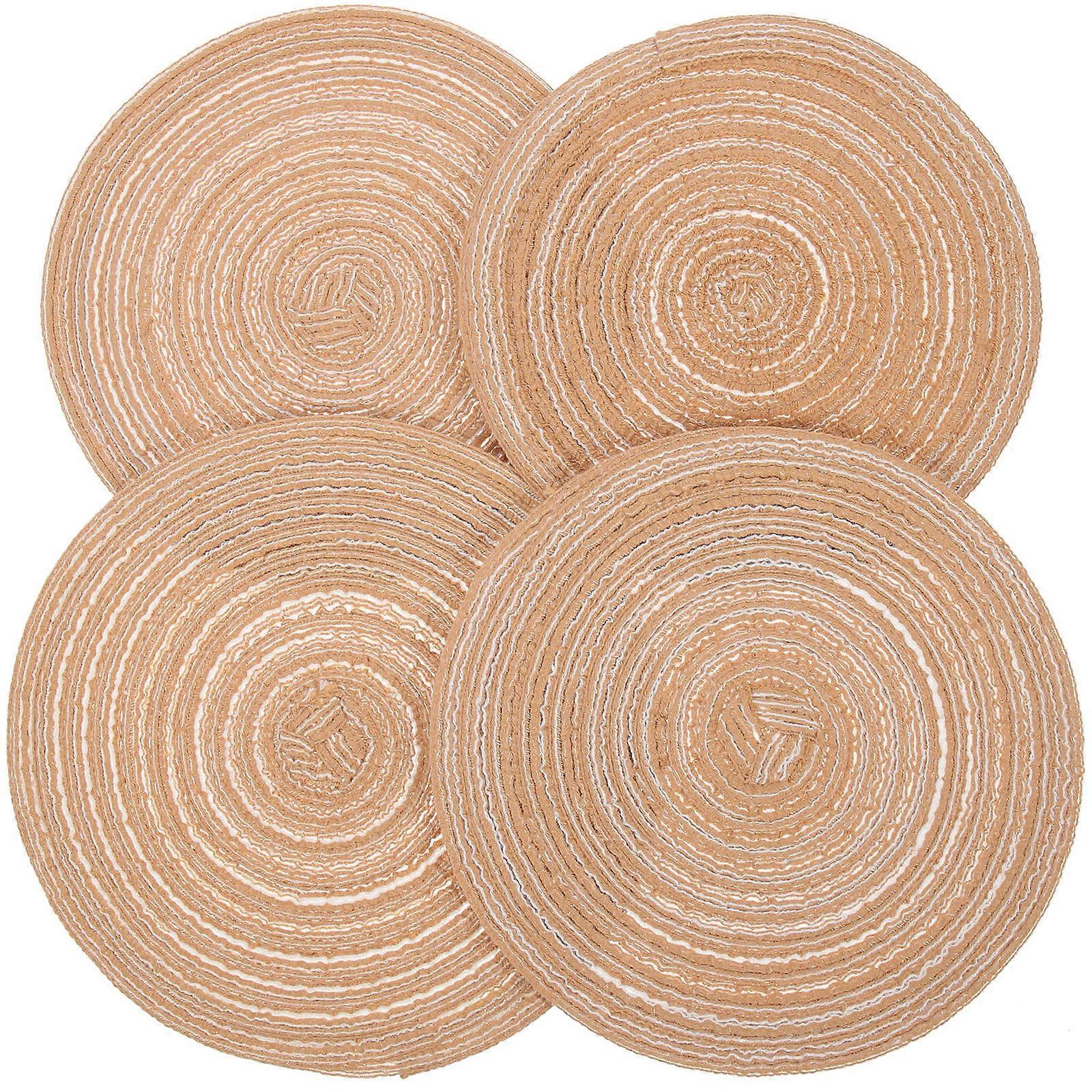 Dining Table Hot Pads Cup Mat Non Slip Heat Insulation Round Woven Design Home Use Brown