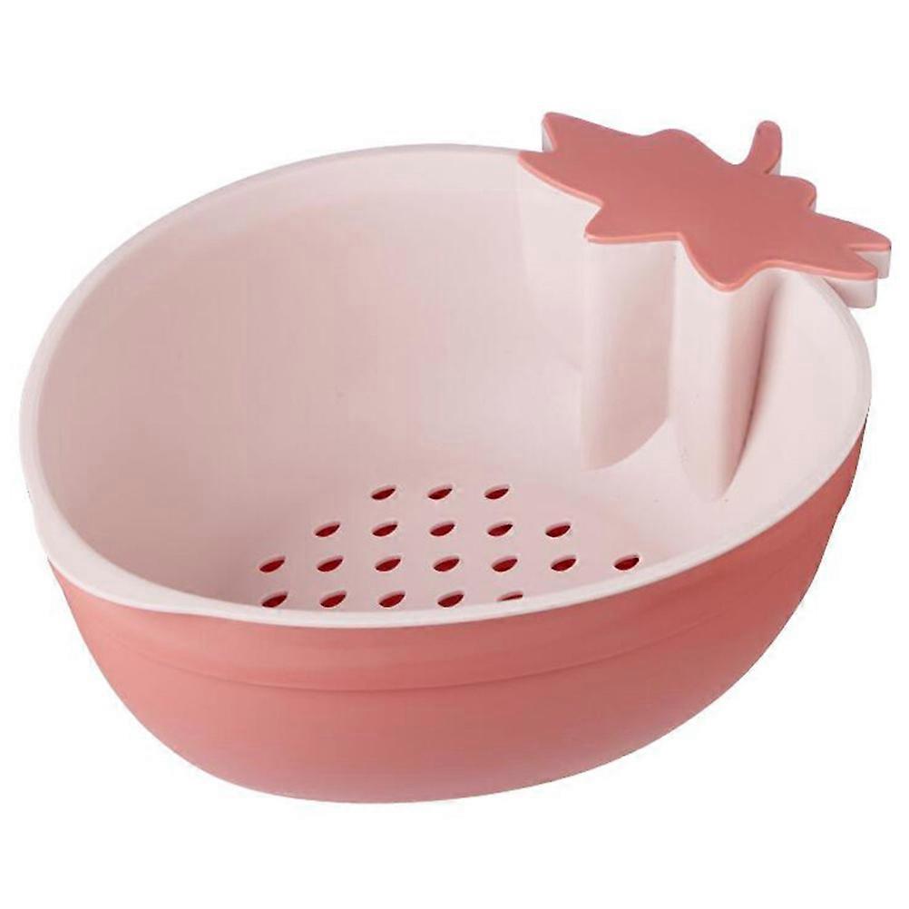 Multi Purpose Drain Basket Fruit Cleaner Bowl Jujube Red For Kitchen Utensil 27.5X21CM Water Filtering 1Pc