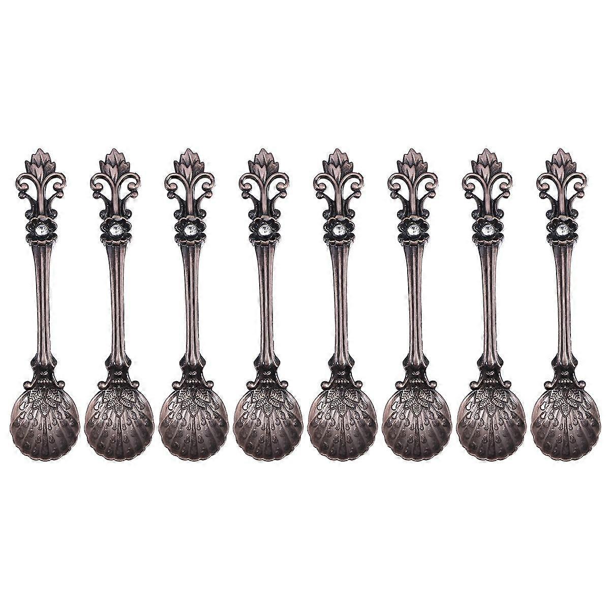 Vintage Copper Mixing Spoon for Home Party Cafe Bar with Dark Brown Color and Quality 8 Pieces
