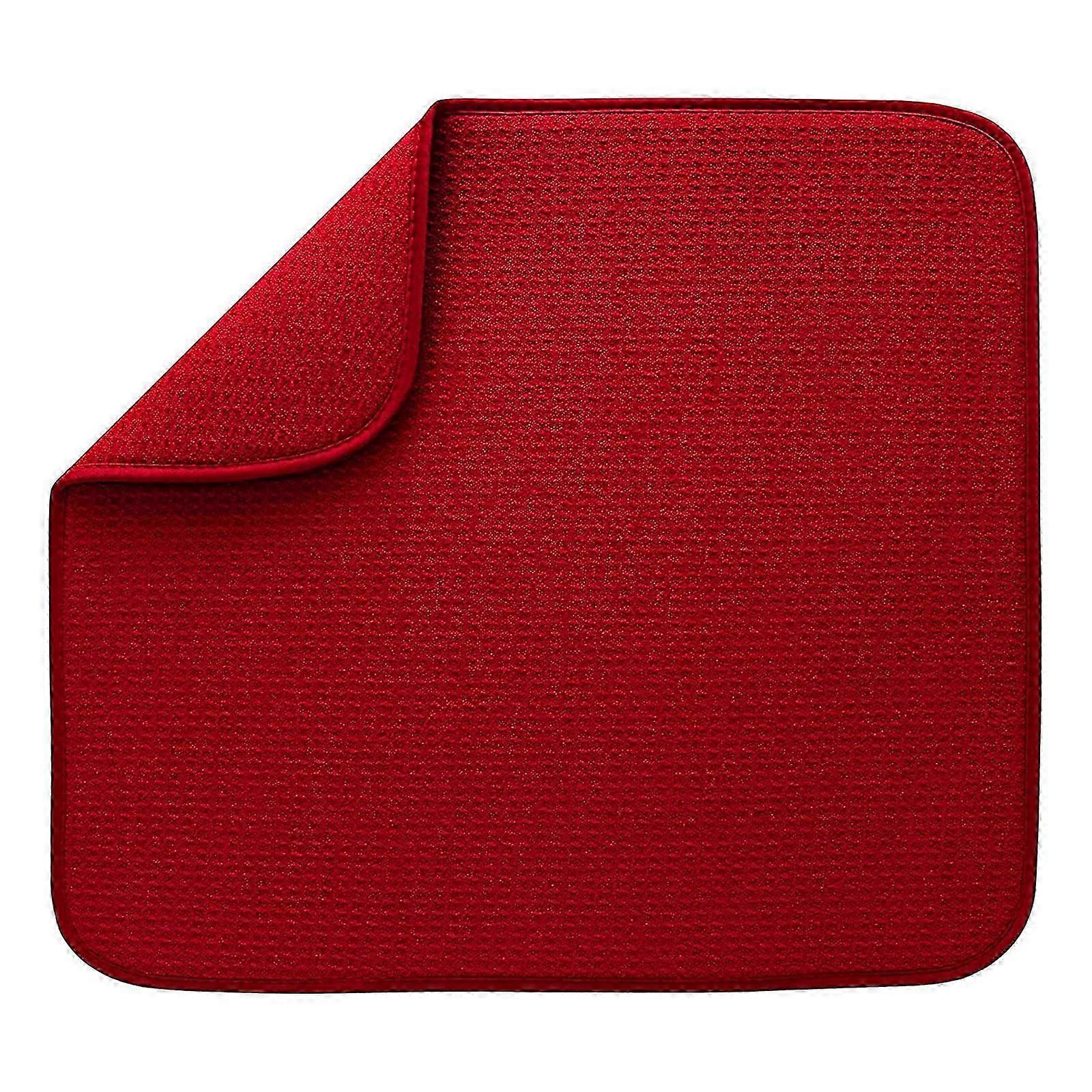 Absorbent Dish Drying Rack Pad Microfiber Dish Drying Mat Kitchen Counter Mat Multipurpose Table Pad for Tableware Pans  Red