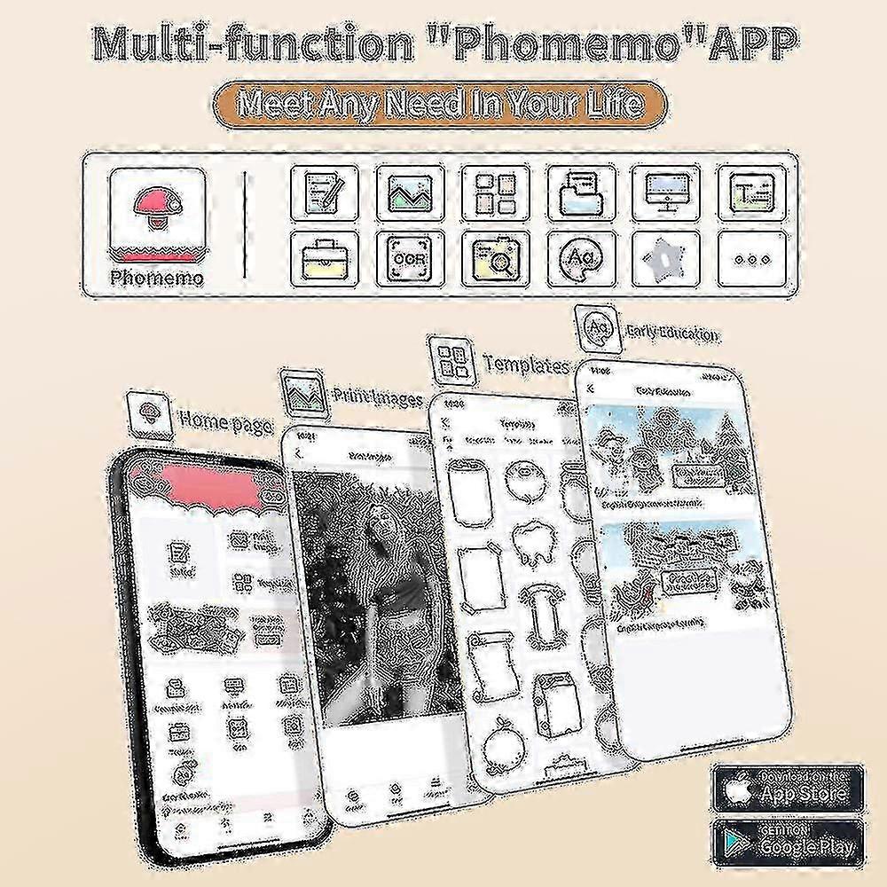 ZENGO Phomemo T02 Mini Printer Portable Printer Thermal Printing Sticker Wireless Inkless Pocket Printer Self-adhesive Label Printer
