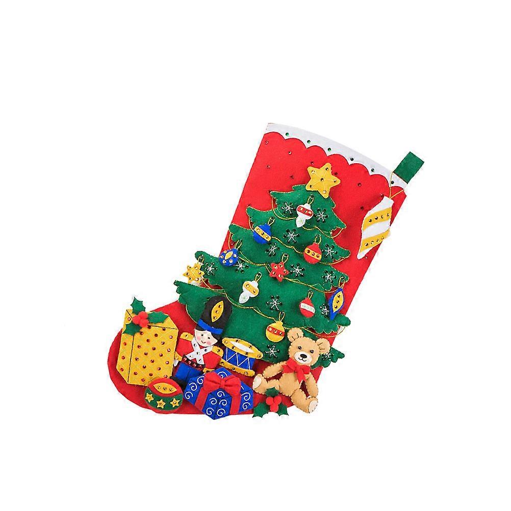 Educational Toys Christmas Stocking Making Kit Diy Non-Woven Fabric Hanging Bag Materials For Children And Parents Early Development 1Set