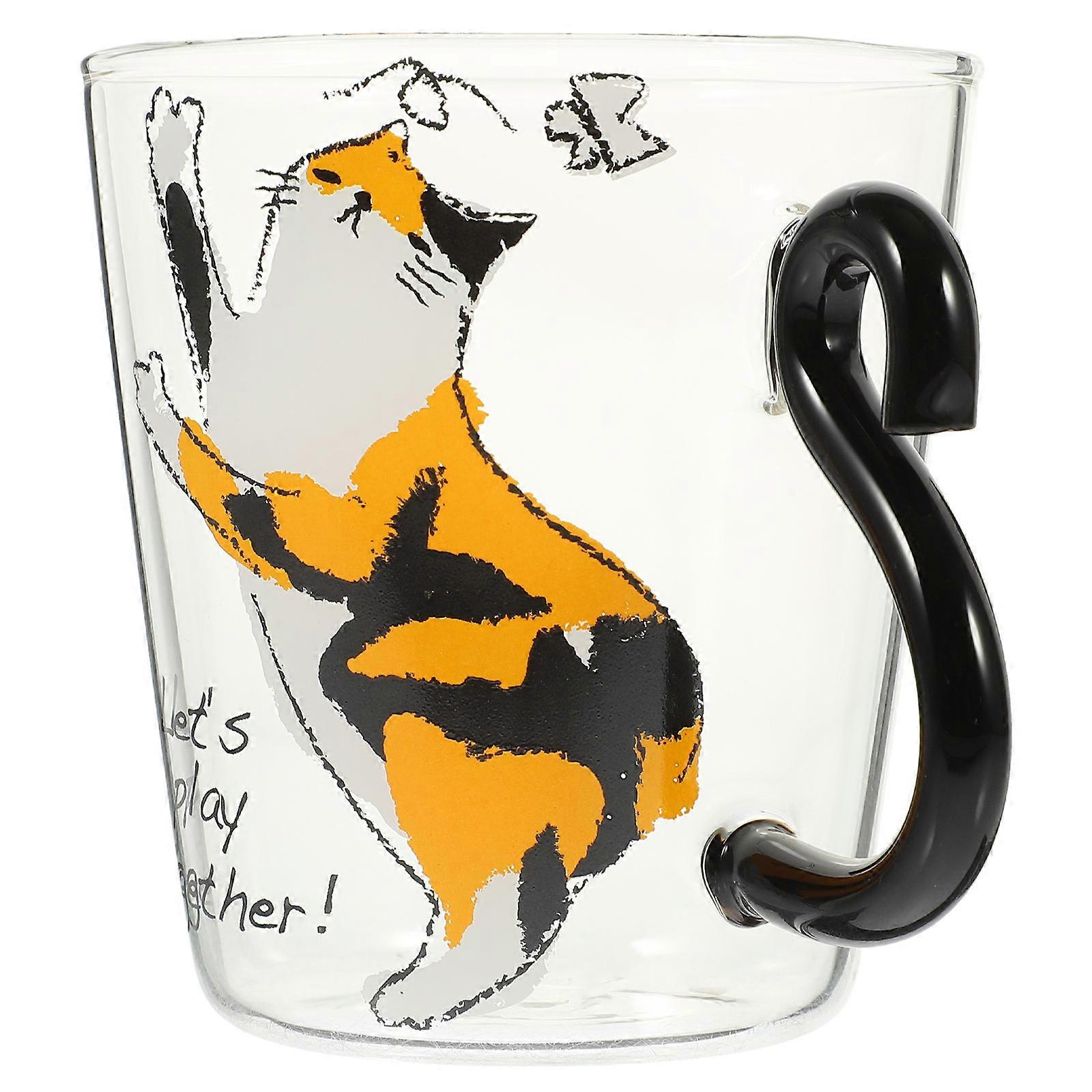 Office Water Mug Cartoon Cat Cup Kitchen Use Orange 250ml Drink Container 1Pack