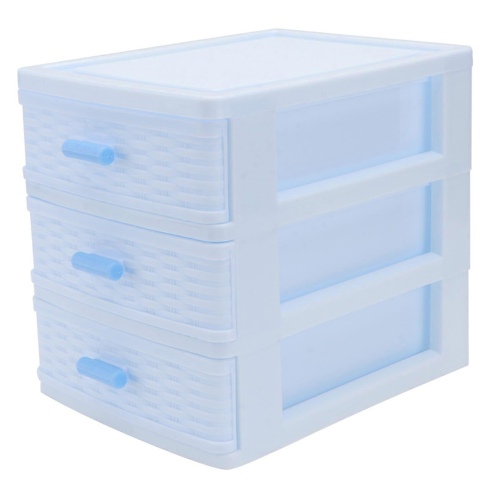 Multi-layer Storage Box Compact Lightweight Plastic Storage Box Daily Life Use Blue 17X15.2CM 3 Layers 1Set